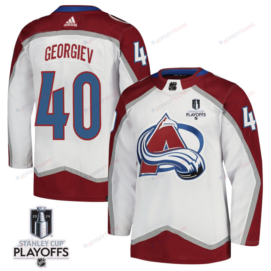 Alexandar Georgiev 40 Colorado Avalanche 2024 NHL Playoffs Patch Away Jersey - Men, White