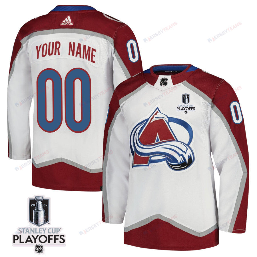 Colorado Avalanche 2024 NHL Playoffs Patch Away Jersey Customized - Men, White