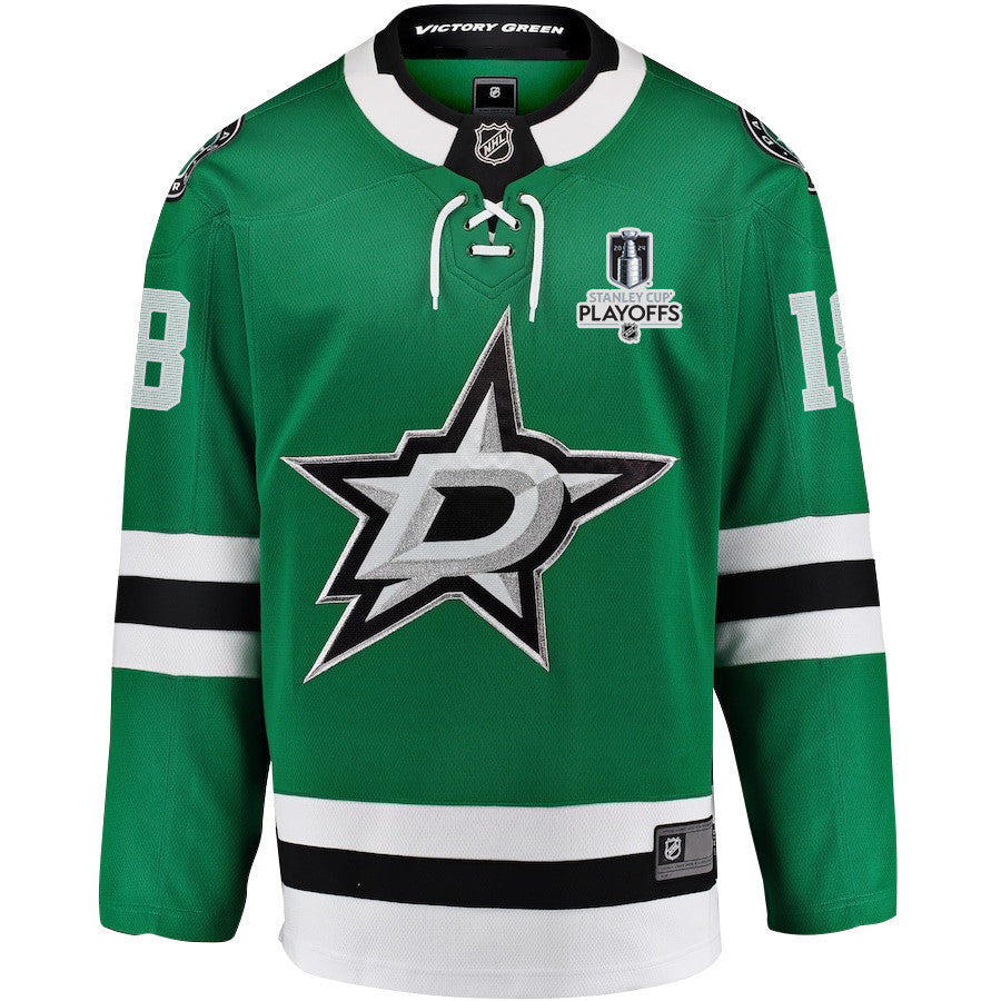 Sam Steel 18 Dallas Stars 2024 NHL Playoffs Patch Home Jersey - Men, Green
