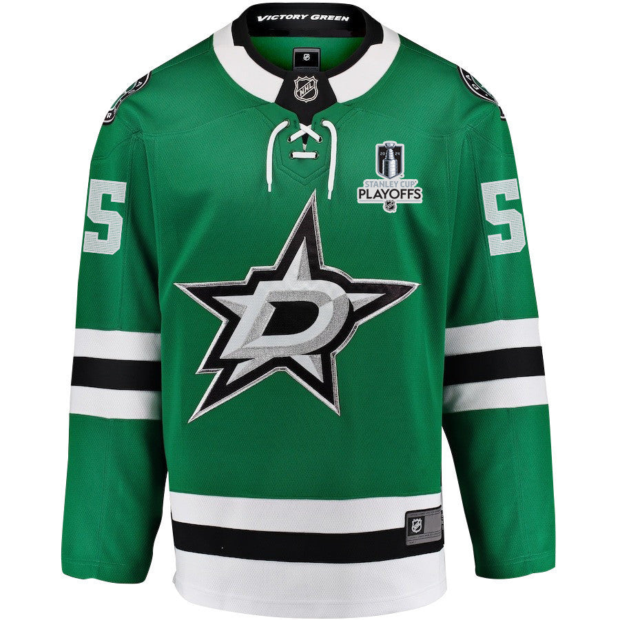 Thomas Harley 55 Dallas Stars 2024 NHL Playoffs Patch Home Jersey - Men, Green