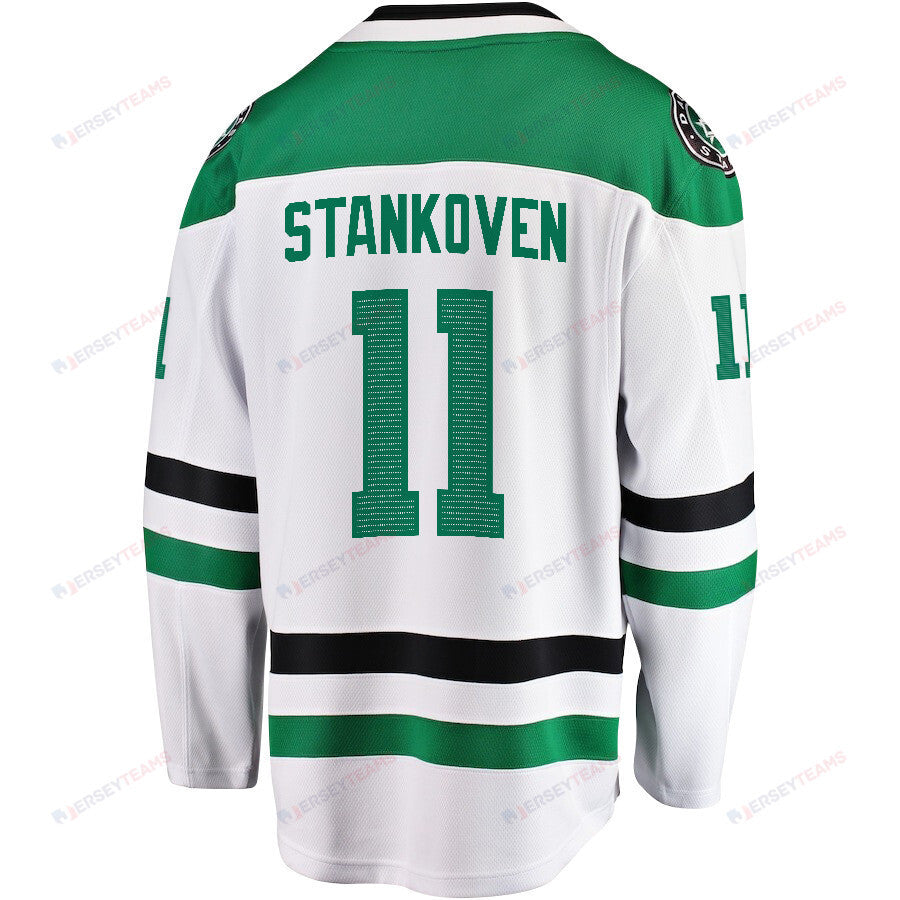 Logan Stankoven 11 Dallas Stars 2024 NHL Playoffs Patch Away Breakaway Jersey - Men