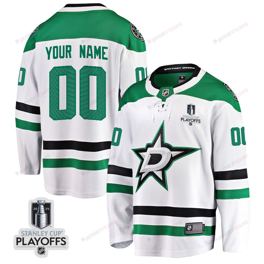 Dallas Stars 2024 NHL Playoffs Patch Away Breakaway Jersey Customized - Men