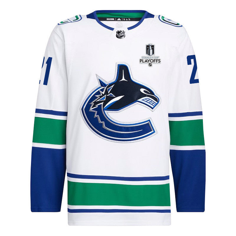 Nils Hoglander 21 Vancouver Canucks 2024 NHL Playoffs Patch Away Jersey - Men, White