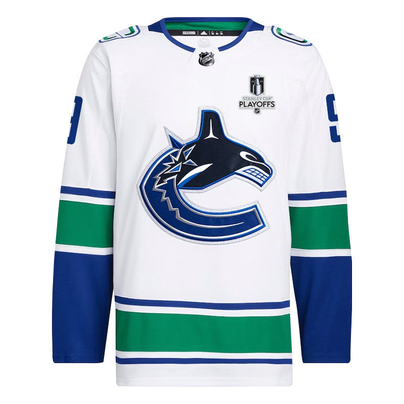 J.T. Miller 9 Vancouver Canucks 2024 NHL Playoffs Patch Away Jersey - Men, White