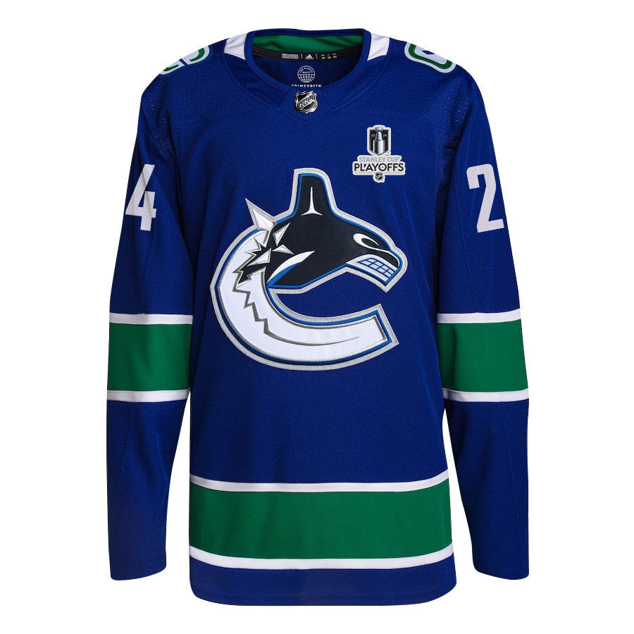 Pius Suter 24 Vancouver Canucks 2024 NHL Playoffs Patch Home Jersey - Men, Blue