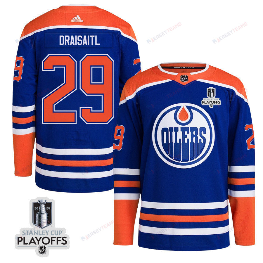 Leon Draisaitl 29 Edmonton Oilers 2024 NHL Playoffs Patch Home Jersey - Men