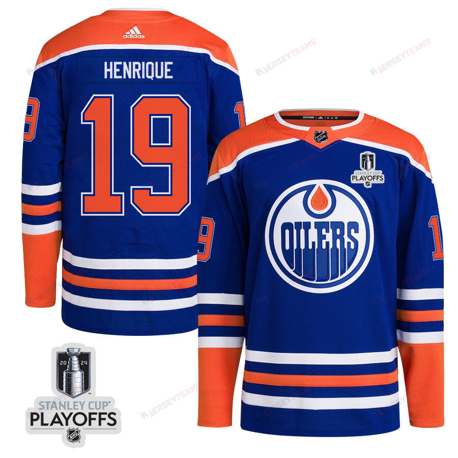 Adam Henrique 19 Edmonton Oilers 2024 NHL Playoffs Patch Home Jersey - Men