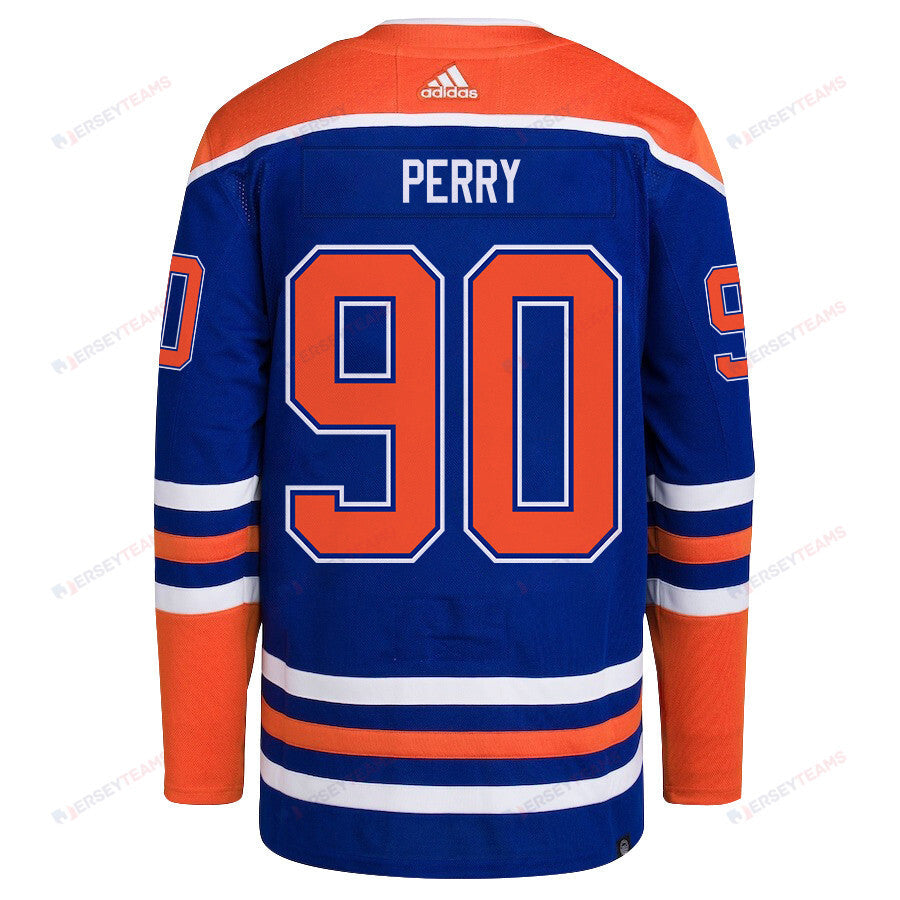 Corey Perry 90 Edmonton Oilers 2024 NHL Playoffs Patch Home Jersey - Men