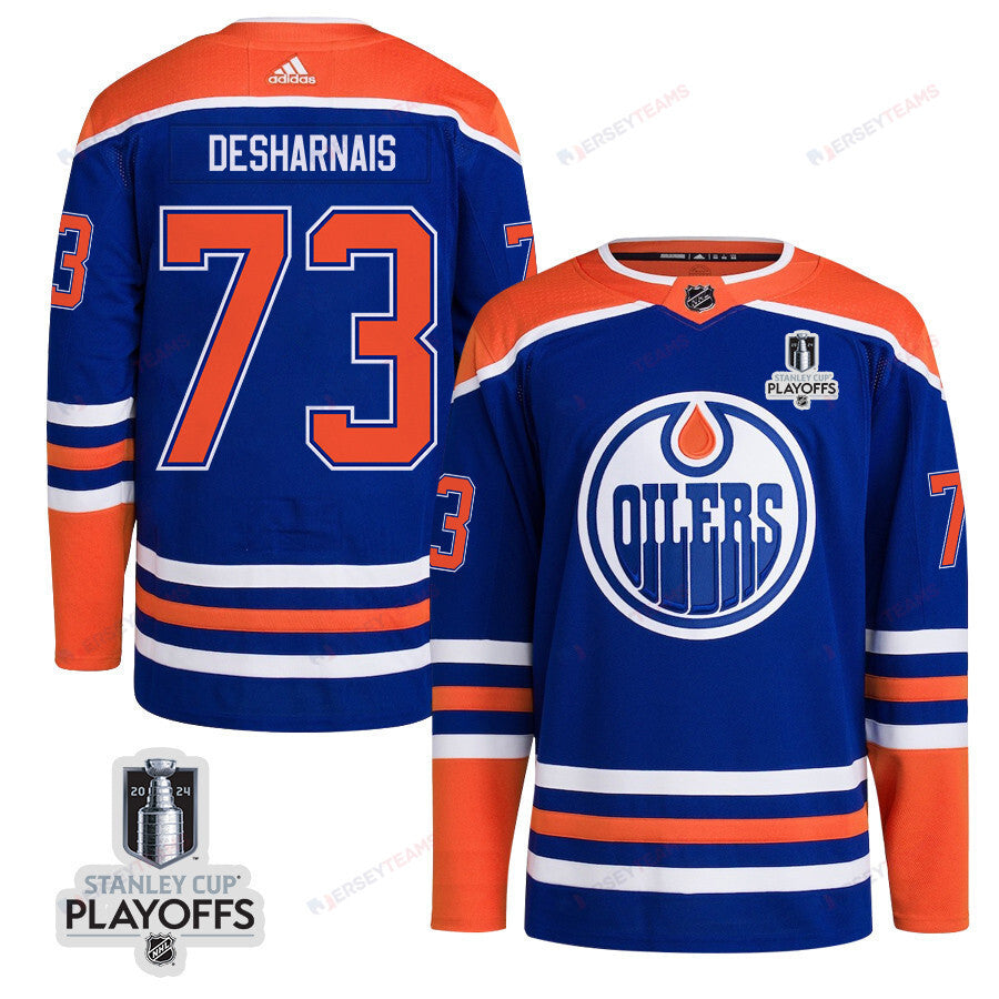 Vincent Desharnais 73 Edmonton Oilers 2024 NHL Playoffs Patch Home Jersey - Men