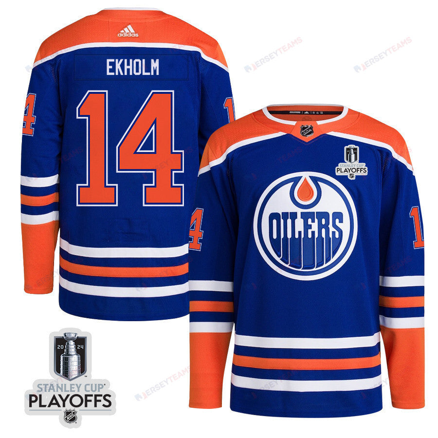 Mattias Ekholm 14 Edmonton Oilers 2024 NHL Playoffs Patch Home Jersey - Men