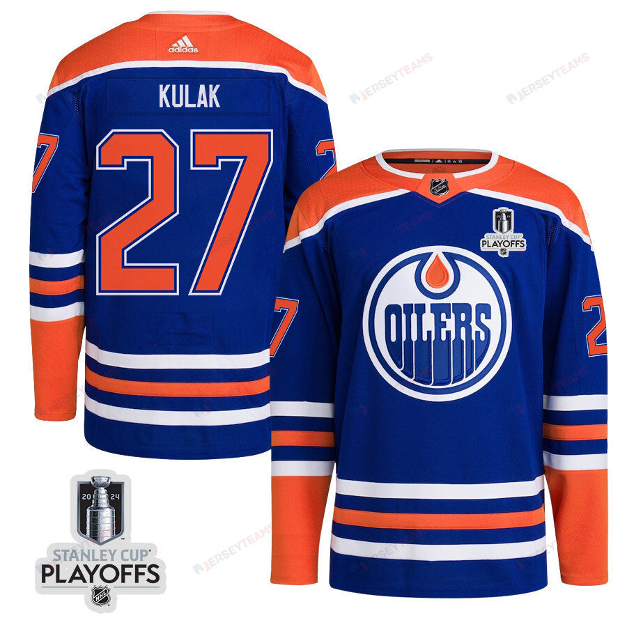 Brett Kulak 27 Edmonton Oilers 2024 NHL Playoffs Patch Home Jersey - Men