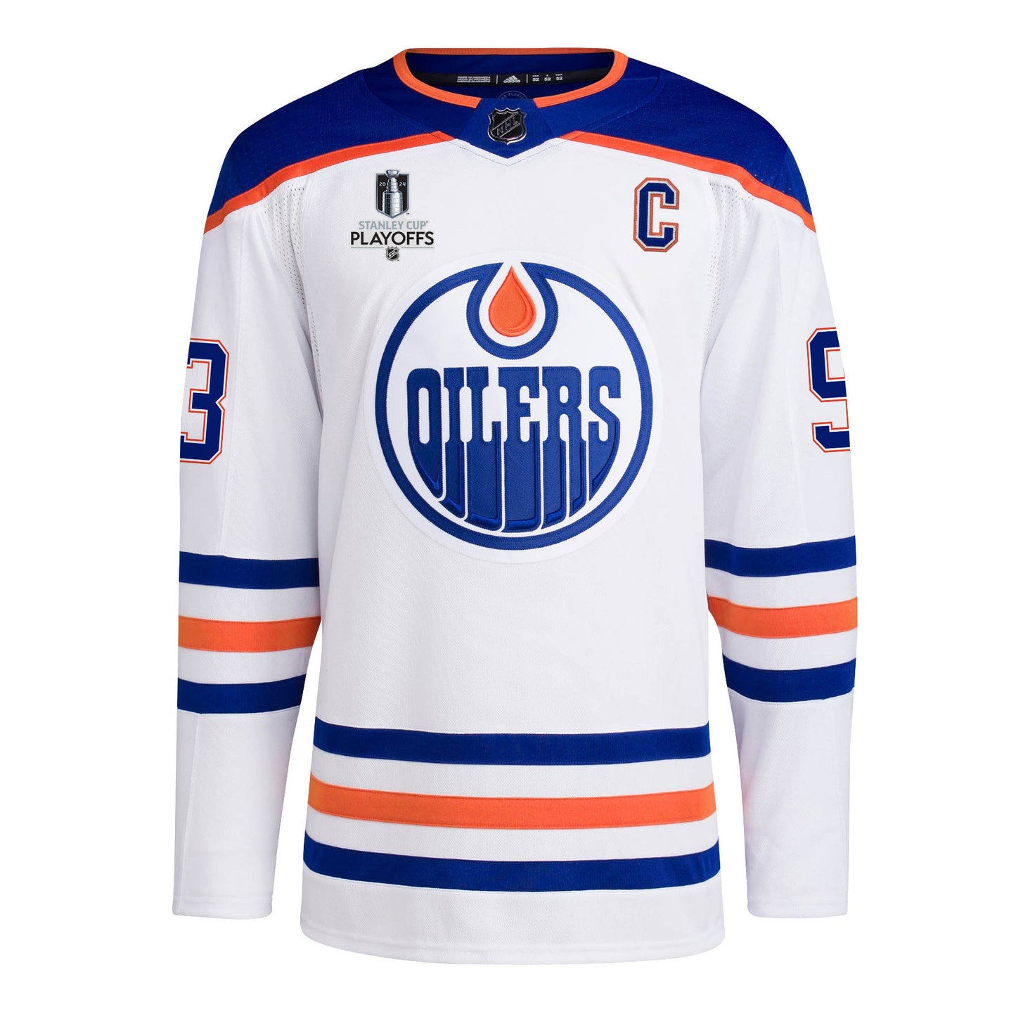 Ryan Nugent-Hopkins 93 Edmonton Oilers 2024 NHL Playoffs Patch Away Jersey - Men, White