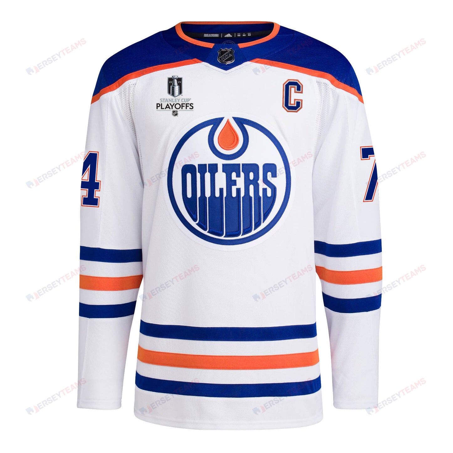 Stuart Skinner 74 Edmonton Oilers 2024 NHL Playoffs Patch Away Jersey - Men, White