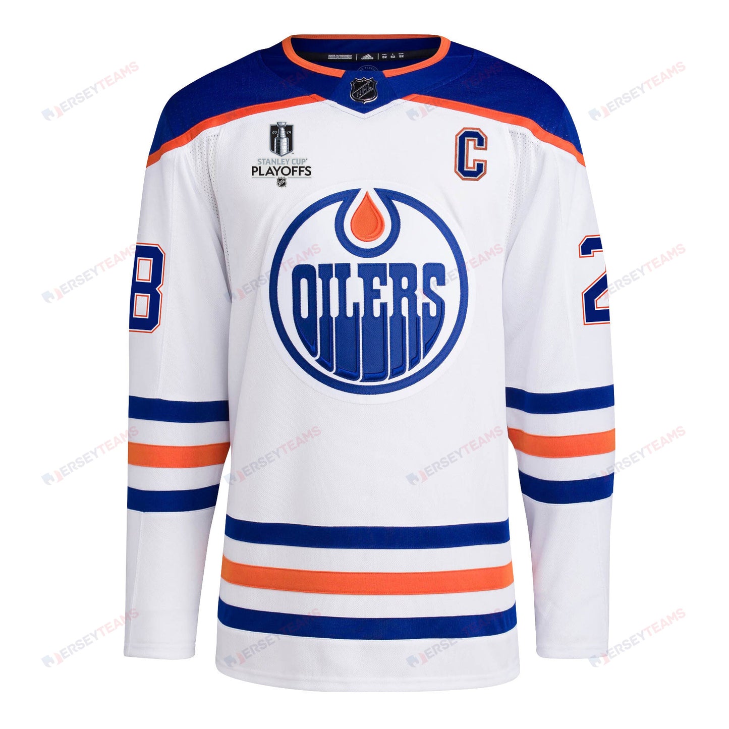 Connor Brown 28 Edmonton Oilers 2024 NHL Playoffs Patch Away Jersey - Men, White