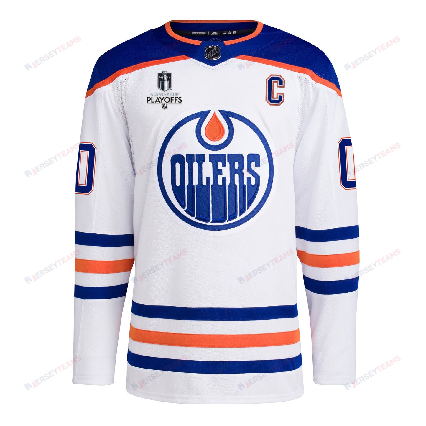 Edmonton Oilers 2024 NHL Playoffs Patch Away Jersey Customized - Men, White