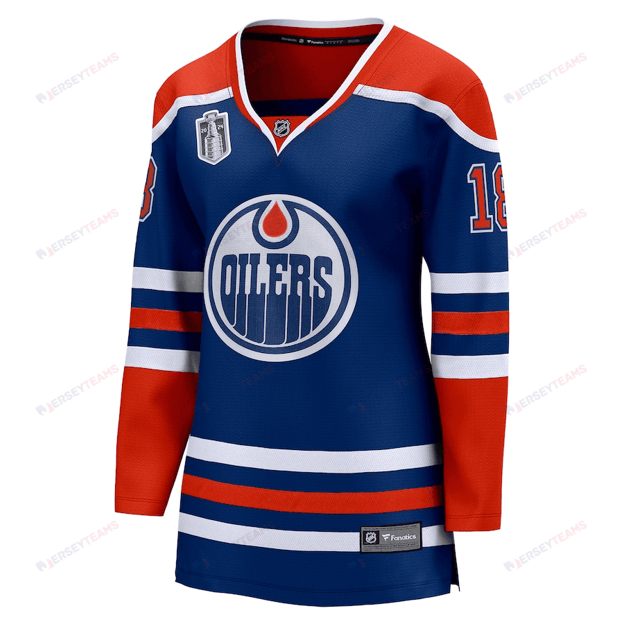 Zach Hyman 18 Edmonton Oilers 2024 Stanley Cup Final Home Breakaway Player Jersey - Royal, Women