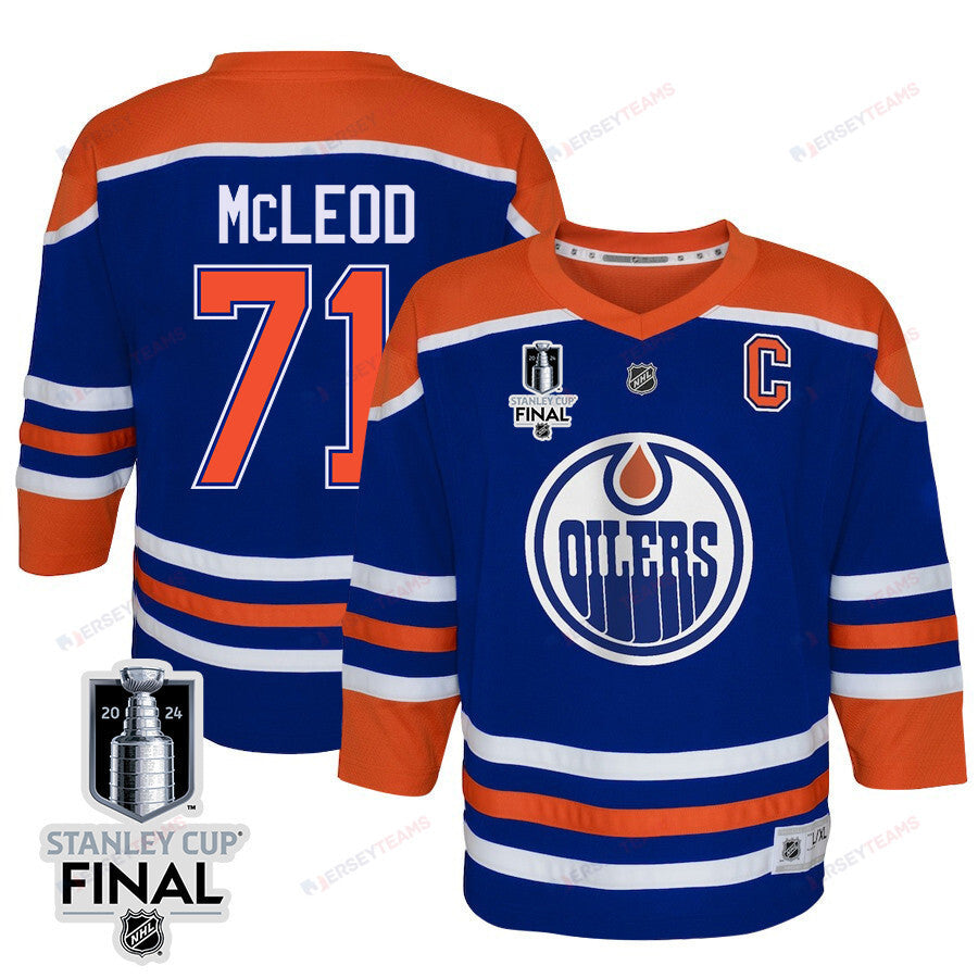Ryan McLeod 71 Edmonton Oilers 2024 STANLEY CUP Final Youth Home Jersey - Royal