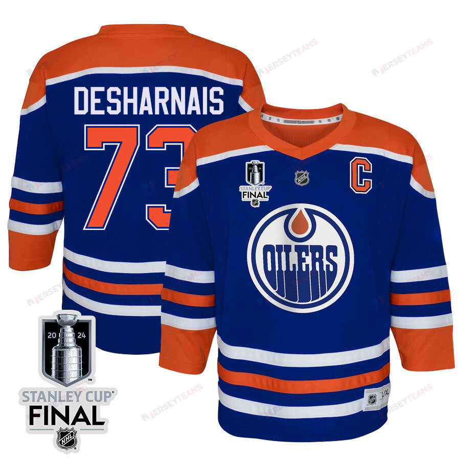 Vincent Desharnais 73 Edmonton Oilers 2024 STANLEY CUP Final Youth Home Jersey - Royal