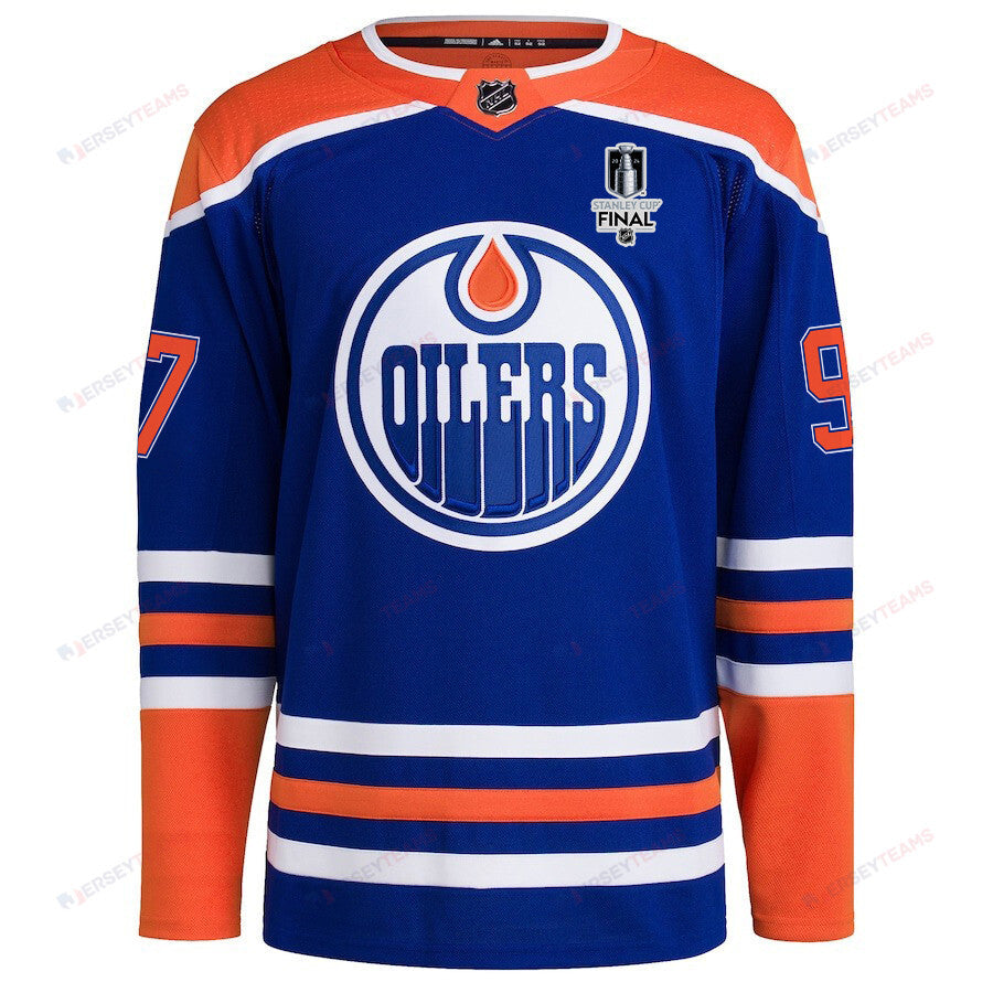 Connor McDavid 97 Edmonton Oilers 2024 STANLEY CUP Final Home Primegreen Jersey - Men, Royal