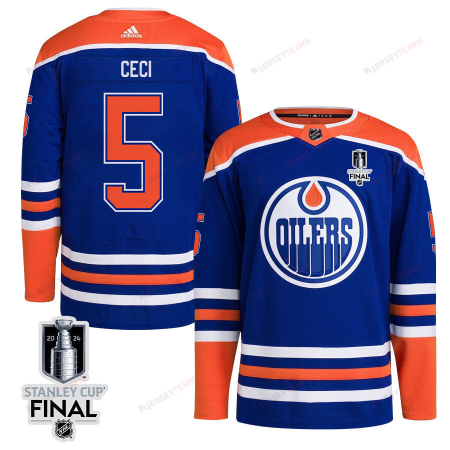 Cody Ceci 5 Edmonton Oilers 2024 STANLEY CUP Final Home Primegreen Jersey - Men, Royal