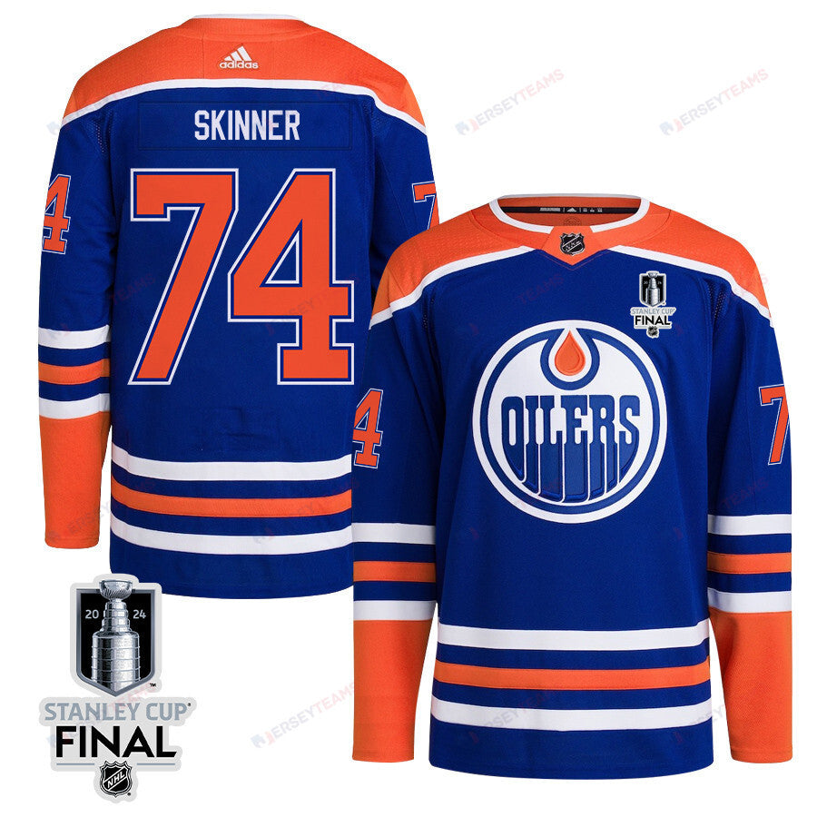 Stuart Skinner 74 Edmonton Oilers 2024 STANLEY CUP Final Home Primegreen Jersey - Men, Royal