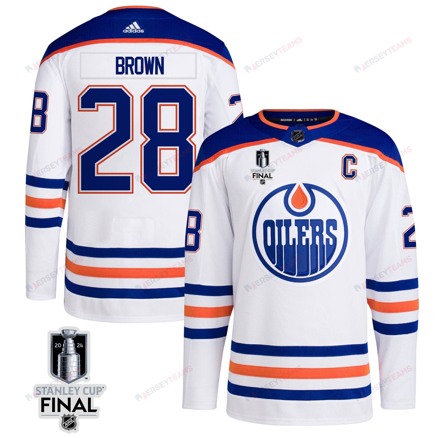 Connor Brown 28 Edmonton Oilers 2024 STANLEY CUP Final Away Jersey - Men, White