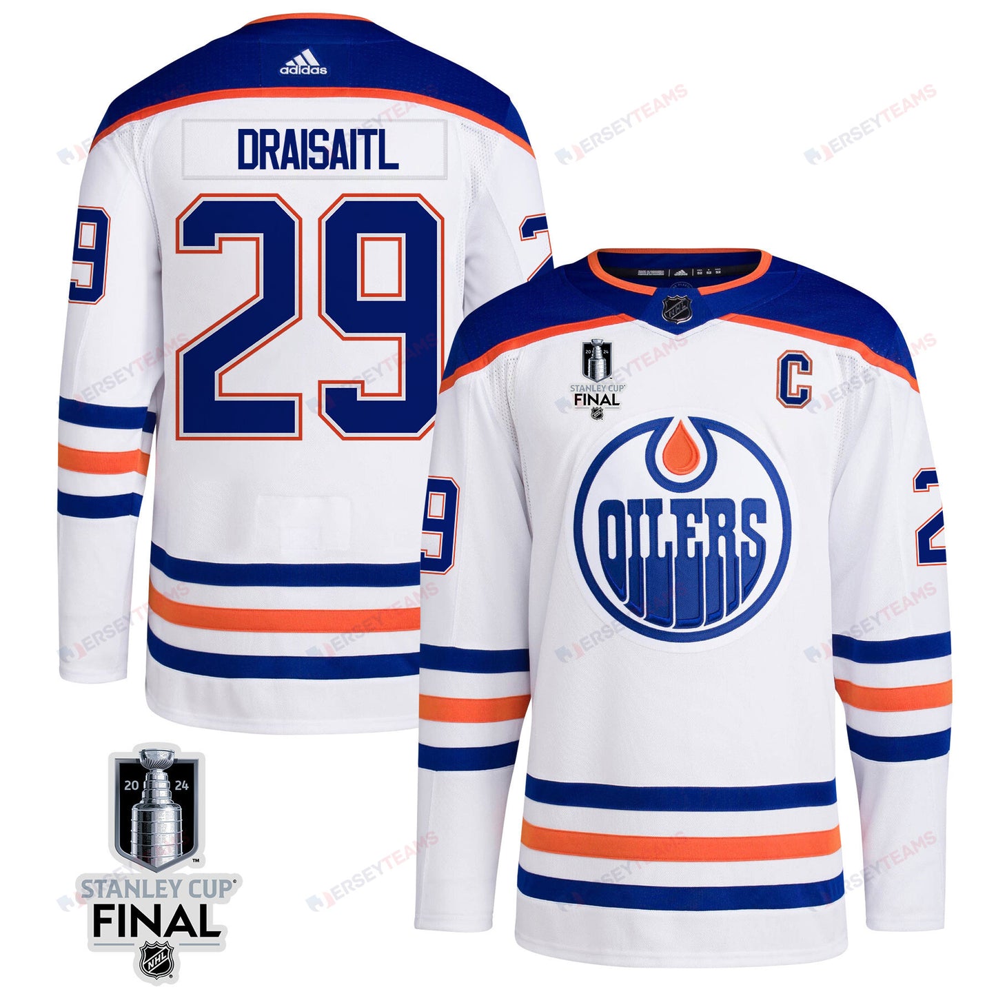 Leon Draisaitl 29 Edmonton Oilers 2024 STANLEY CUP Final Away Jersey - Men, White