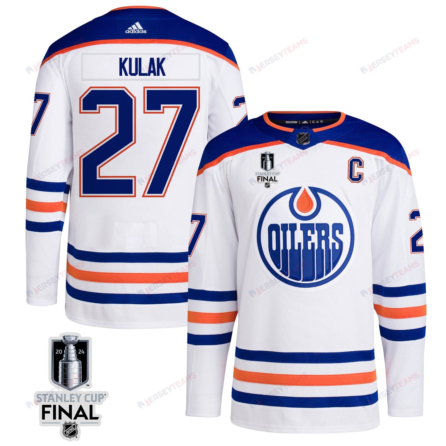 Brett Kulak 27 Edmonton Oilers 2024 STANLEY CUP Final Away Jersey - Men, White