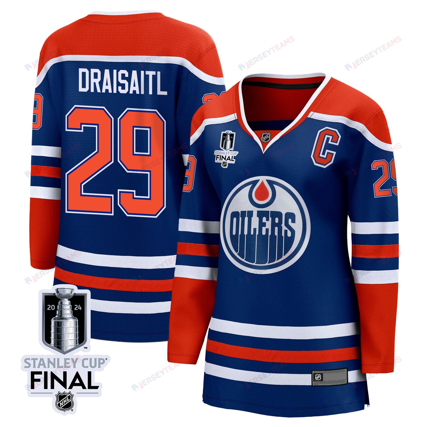Leon Draisaitl 29 Edmonton Oilers 2024 STANLEY CUP Final Women's Home Jersey - Royal