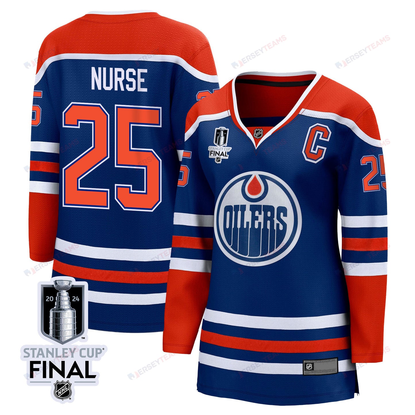 Darnell Nurse 25 Edmonton Oilers 2024 STANLEY CUP Final Women's Home Jersey - Royal