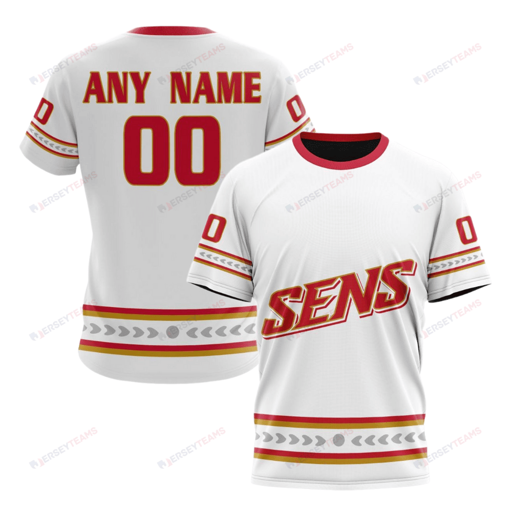 Ottawa Senators Special Whiteout Design Custom AOP T-Shirt - White