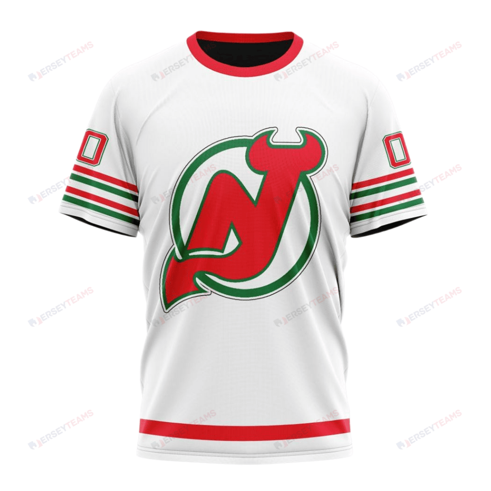 New Jersey Devils Special Whiteout Design Custom AOP T-Shirt - White