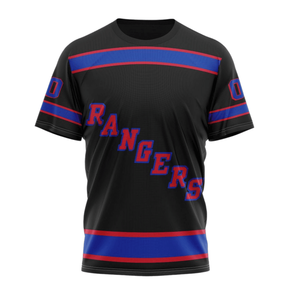 New York Rangers Special Blackout Design Custom AOP T-Shirt - Black