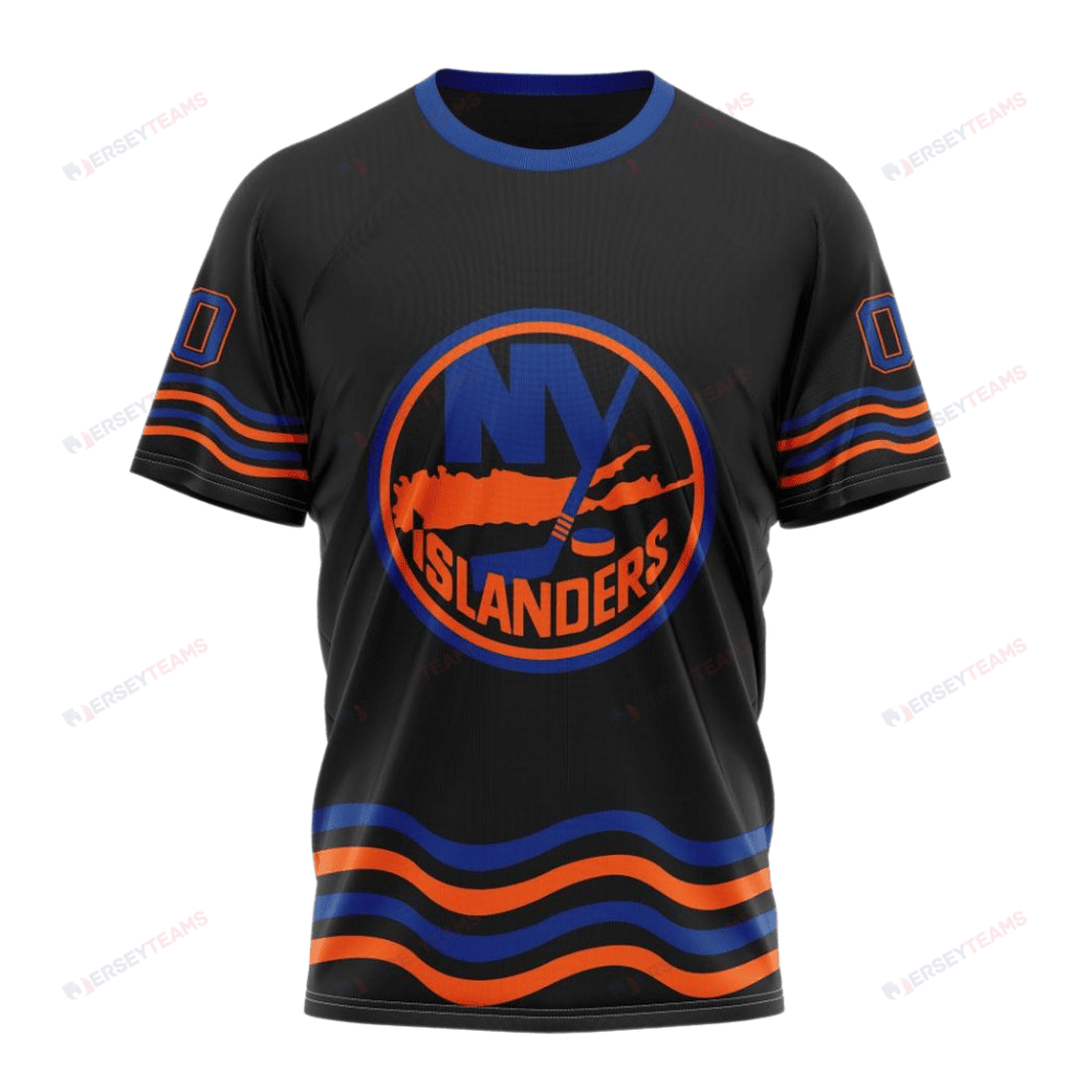 New York Islanders Special Blackout Design Custom AOP T-Shirt - Black