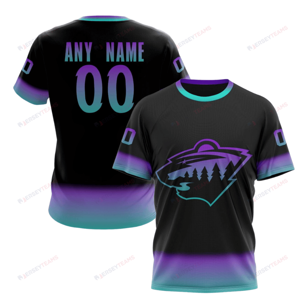 Minnesota Wild Special Blackout Design Custom AOP T-Shirt - Black