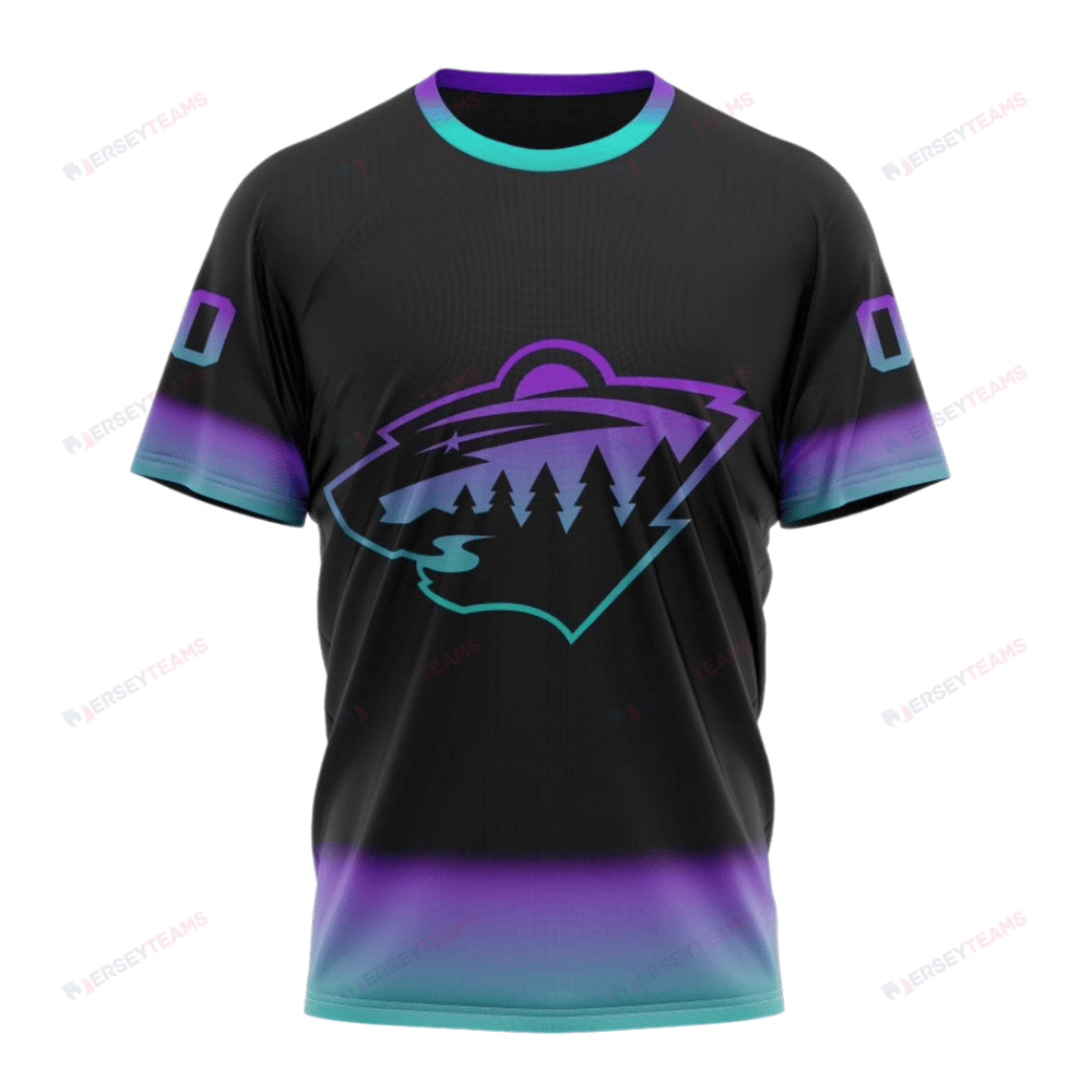 Minnesota Wild Special Blackout Design Custom AOP T-Shirt - Black