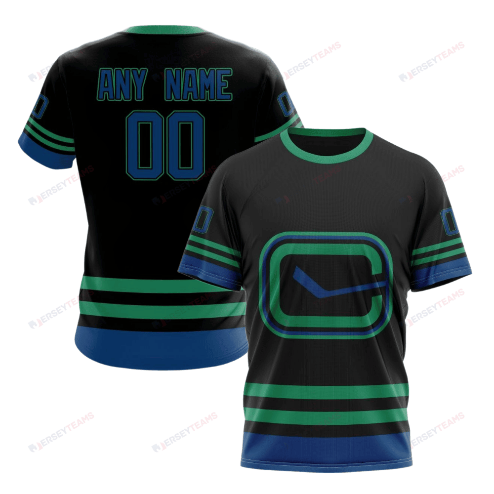Vancouver Canucks Special Blackout Design Custom AOP T-Shirt - Black