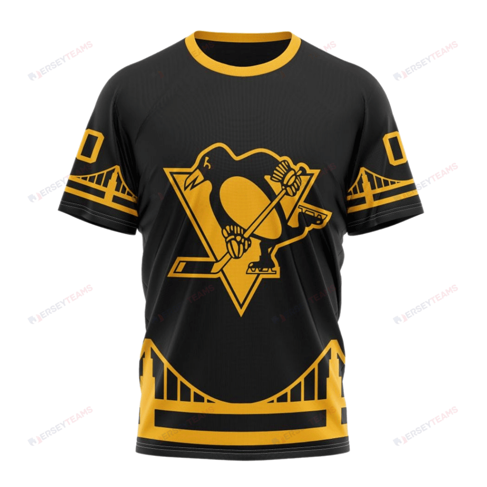 Pittsburgh Penguins Special Blackout Design Custom AOP T-Shirt - Black