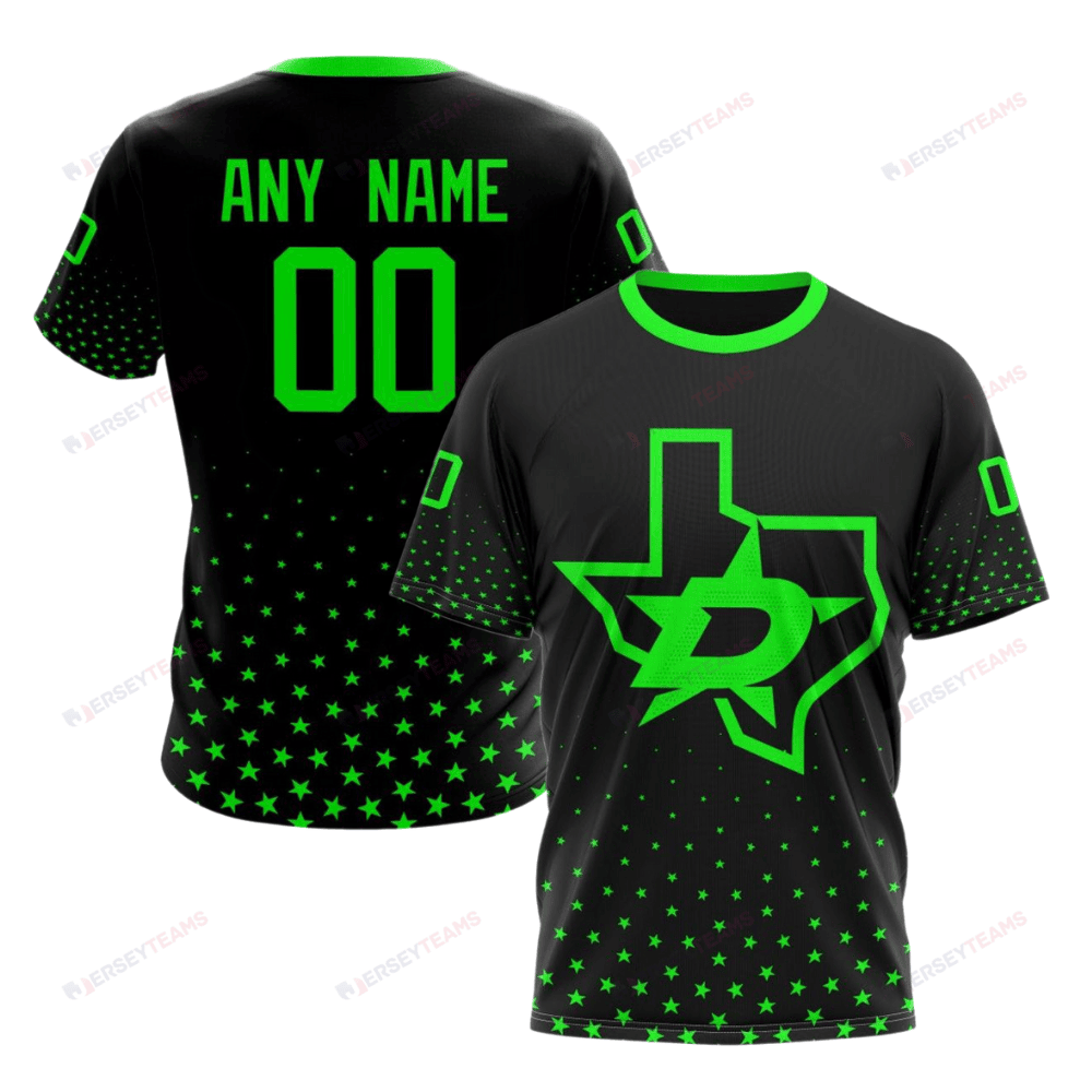 Dallas Stars Special Blackout Design Custom AOP T-Shirt - Black
