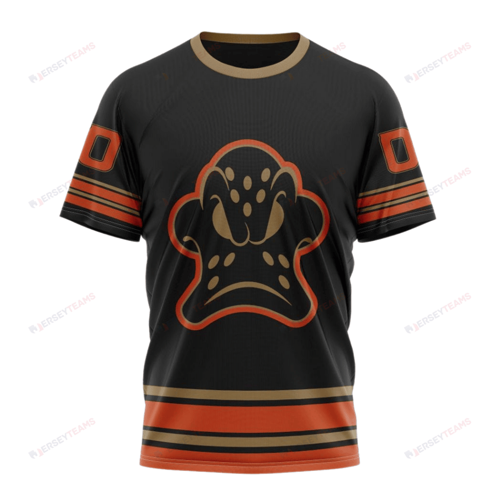 Anaheim Ducks Special Blackout Design Custom AOP T-Shirt - Black