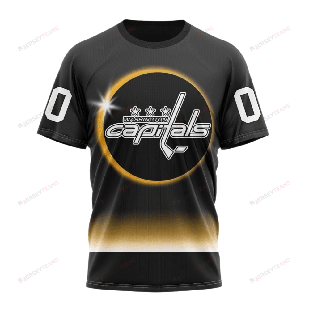 Washington Capitals Special Eclipse Design Custom AOP T-Shirt - Black