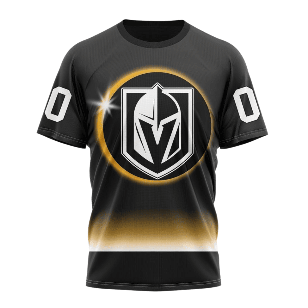 Vegas Golden Knights Special Eclipse Design Custom AOP T-Shirt - Black