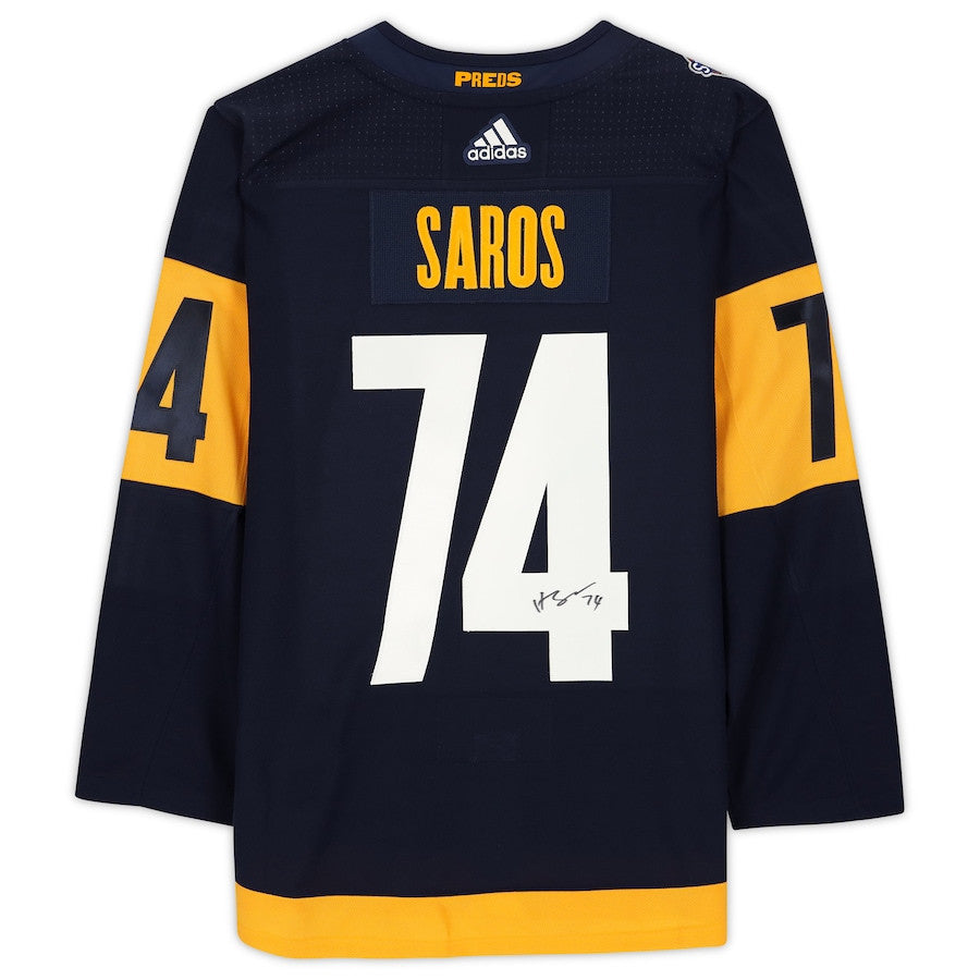 Juuse Saros 74 Signed Nashville Predators Autographed 2022 Stadium Series Jersey - Navy