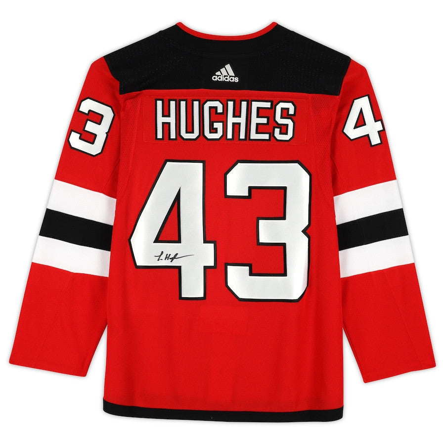 Luke Hughes 43 Signed New Jersey Devils Autographed Jersey - Red