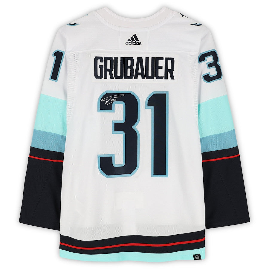 Philipp Grubauer 31 Signed Seattle Kraken Autographed Jersey - White