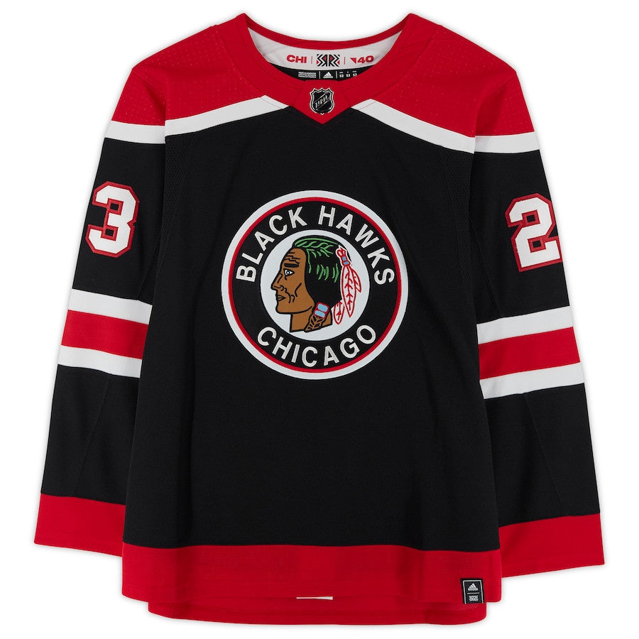 Philipp Kurashev 23 Signed Chicago Blackhawks Autographed 2020-21 Reverse Retro Jersey - Black