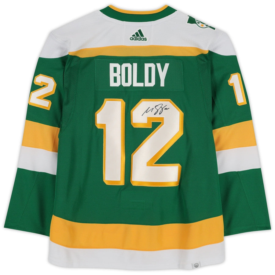 Matthew Boldy 12 Signed Minnesota Wild Autographed Alternate Jersey - Green