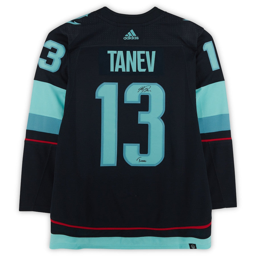 Brandon Tanev 13 Signed Seattle Kraken Autographed with "Turbo" Inscription Jersey - Navy