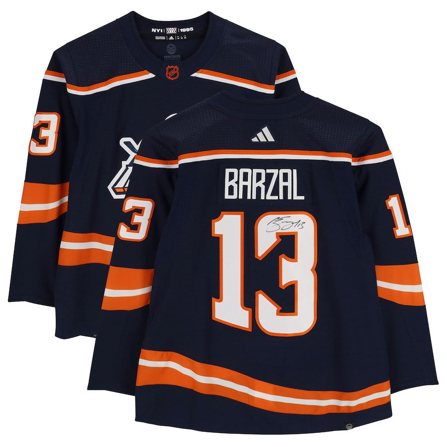 Mathew Barzal 13 Signed New York Islanders Autographed 2022-23 Reverse Retro Jersey - Navy
