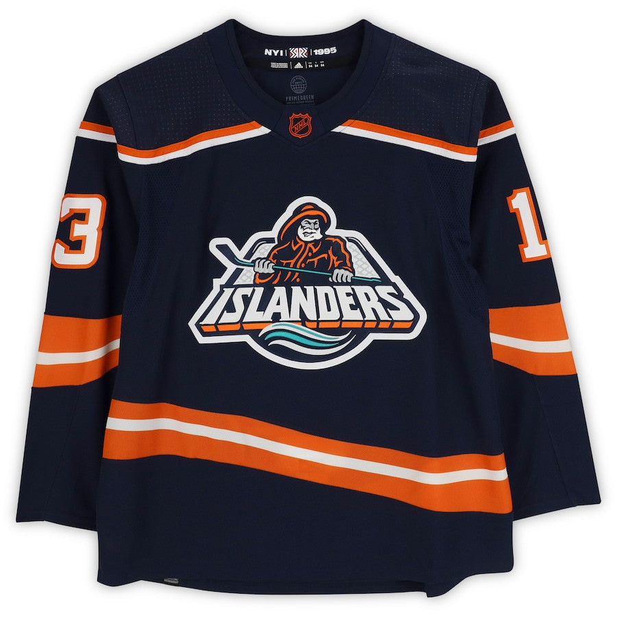 Mathew Barzal 13 Signed New York Islanders Autographed 2022-23 Reverse Retro Jersey - Navy